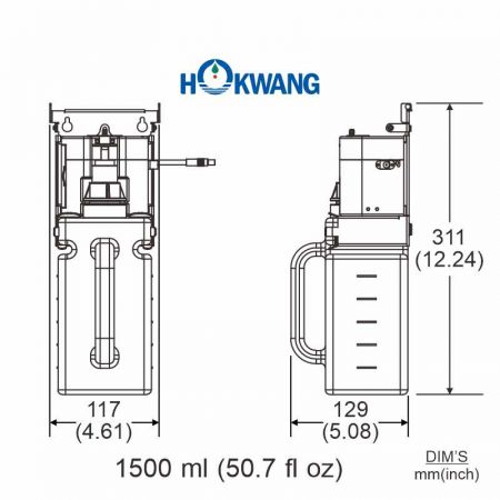 Distributeur de savon liquide/mousse automatique InnoWash SD Dimensions de la partie mécanisme