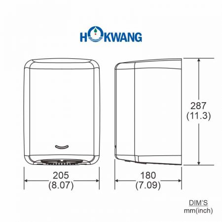 HK-JA-LbB Kézszárító Méretek