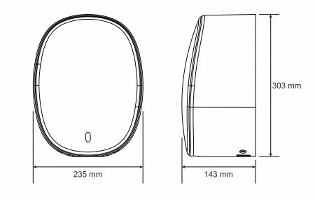 Dimensi Pengering Tangan Motor Tanpa Sikat