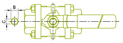 Vaizdas iš viršaus: 3 kompiuterių rutulinis vožtuvas