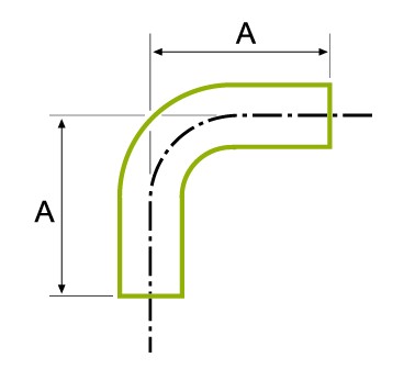90º Long Tube Bend ISO 1.5D