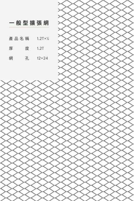 產品名稱：1.2TX1/2X12x24 鋼鐵、不銹鋼、鍍鋅板、熱浸鍍鋅。網尺寸4尺8尺、5尺10尺、3尺6尺、4’x50’、整捲。