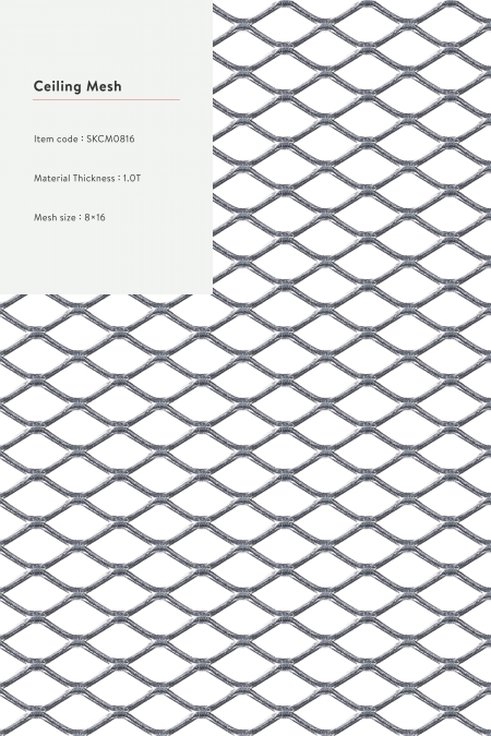 Item code：SKCM 0816; Material：Steel, stainless steel, hot-dip galvanized and Pre-galvanized steel.; Material Thickness：1.0T; Mesh size：8x16; The images are not in a 1:1 scale.