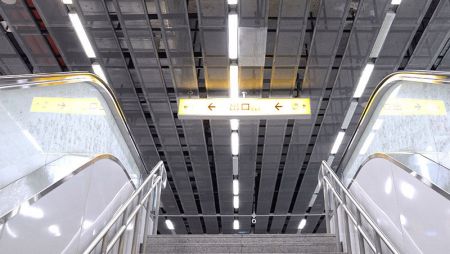 This innovative material not only discreetly conceals essential overhead piping, enhancing the station's aesthetics, but also provides easy access for maintenance.