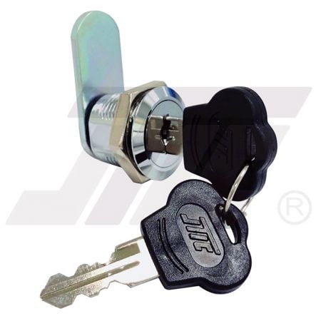 19mm外徑薄頭設計雙邊銑齒玻璃門鎖 - 19mm外徑5pin適用薄面板含雙邊銑齒特殊造型銅鑰匙家具鎖