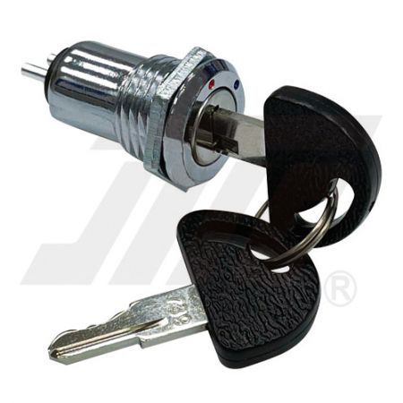 16mm外径电源锁(含单边铣齿包胶铜钥匙锁开关)