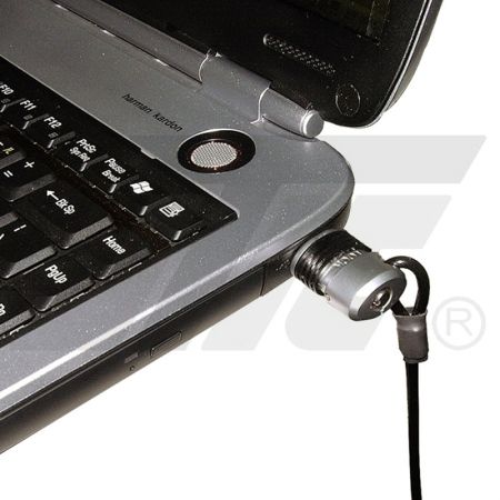 C980 USB鎖，外徑包覆黑色PVC鋼繩