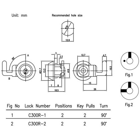 C300R插片锁尺寸图