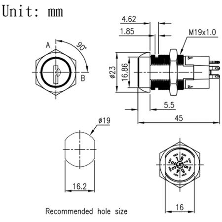 Especificação da trava de interruptor S2461