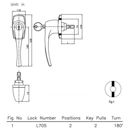 Especificação da fechadura de manípulo L705.
