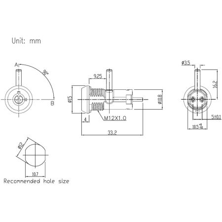Especificação da trava de chave de comutação dupla de 12mm S1020