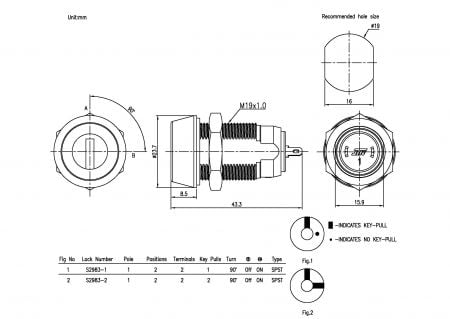 S2983 Key switch lock SPEC.