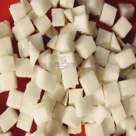 Potato Dicing (Root vegetables can be diced, shred, and sliced. Slice thickness: 2mm ~ 20mm, shred size: 2mm or more, dice size: 8mm ~ 20mm)