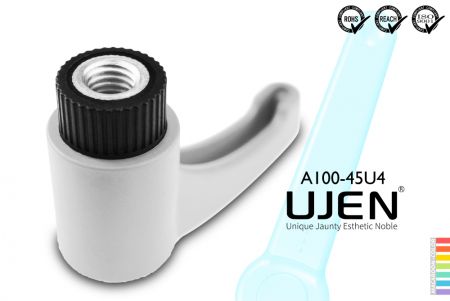 Curved Plastic Adjustable Handle Nut, 1/4, L45 - Curved Adjustable Hand Lever 1/4 length45