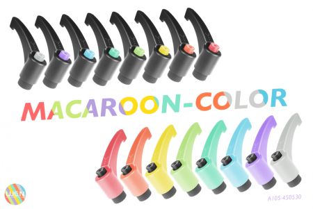 Varias combinaciones de colores para el mango y los botones de empuje