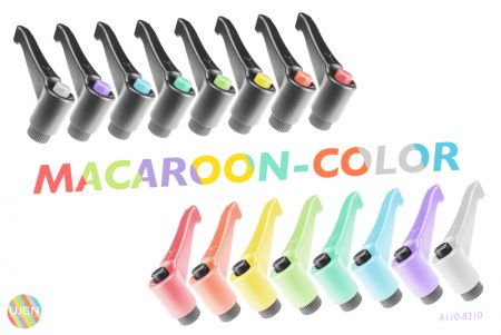 There are many colors combinations of the handle and button.