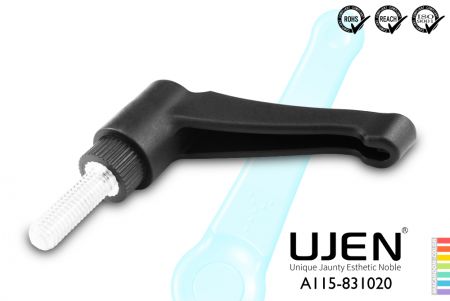 Aufwärts gebogener Kunststoff verstellbarer Griffschraube, Schnellverschluss, M10 x 20mm, gefaste Enden, L83 - Aufwärts gebogener verstellbarer Handhebel Schnellverschluss M10x20mm gefaste Schraubenlänge 83