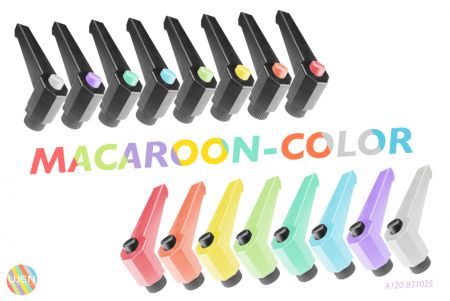 There are many colors combinations of the handle and button.