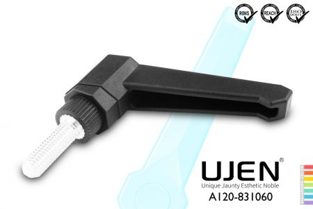 مقبض مسمار قابل للتعديل مستقيم، M10 x 60mm، طرف مخروطي، L83 - مقبض يد قابل للتعديل مستقيم M10x60mm طول المسمار المخروطي 83