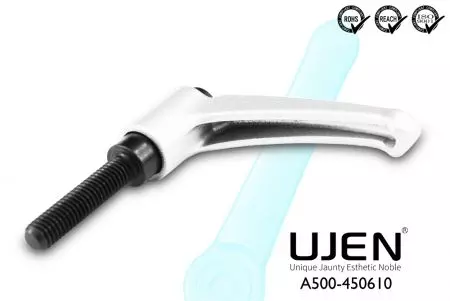 Curved Zinc Adjustable Handle Screw, M6 x 10mm, Chamfered End, L45 - Curved Adjustable Hand Lever Zinc M6x10mm chamfered screw length45