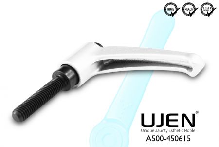 Curved Zinc Adjustable Handle Screw, M6 x 15mm, Chamfered End, L45 - Curved Adjustable Hand Lever Zinc M6x15mm chamfered screw length45