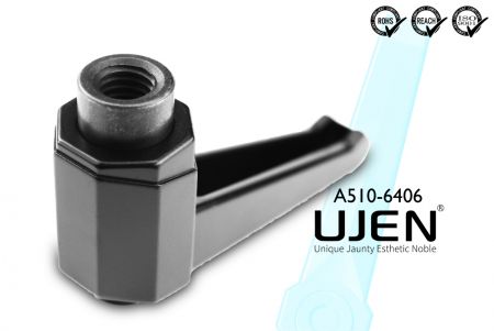 直形鋅合金快速調整萬向把手螺帽, M6, L64 - 直形可調把手外觀 鋅合金 M6 柄長64