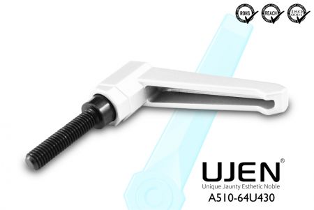 ストレート亜鉛製調整ハンドルネジ、1/4 x 30mm、面取りエンド、L64 - ストレート調整可能なハンドレバー、亜鉛製、1/4x30mm、面取りされたネジ長さ64