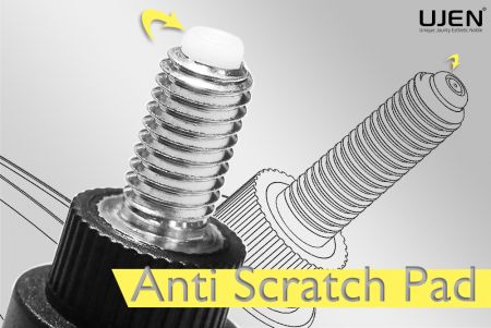 The Handle Screw can be fitted with an anti-scratch pad to minimize scratches on the surface of the locked object.