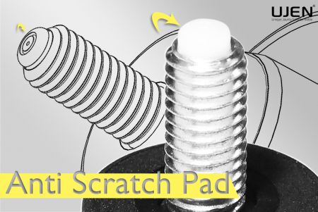 The Knob Screw can be fitted with an anti-scratch pad to minimize scratches on the surface of the locked object.