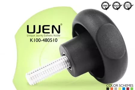 Three Lobe Hand Knob Screw, M5 x 10mm, Chamfered End, D48 - Circle knob M5x10mm chamfered screw Diameter48