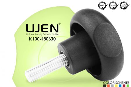 Three Lobe Hand Knob Screw, M6 x 30mm, Chamfered End, D48 - Circle knob M6x30mm chamfered screw Diameter48