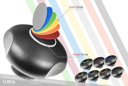 カラフルなノブの上部から49色の組み合わせから選択可能