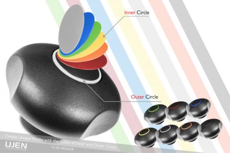 49 kombinasi warna untuk dipilih oleh pelanggan di bagian atas kenop berwarna