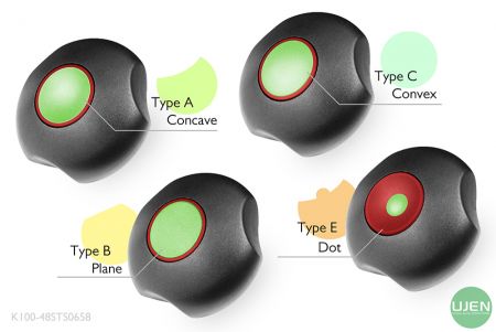 Quattro forme diverse (concava, piana, convessa e punto) con manopole sagomate