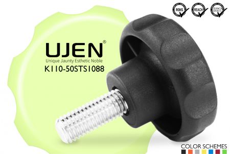 八角形プラスチックノブ ステンレス鋼ボルト M10 x 88mm D50 - 円形ノブ M10x88mm ステンレス鋼 直径50