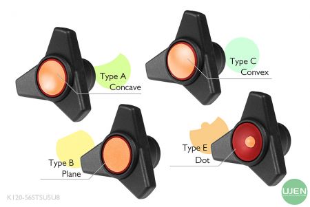 Четыре различных формы (вогнутая, плоская, выпуклая и точка) с формованными ручками