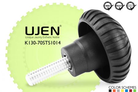 ギア形状プラスチックノブ ステンレス鋼ボルト M10 x 14mm D70 - ギアノブ M10x14mm ステンレス鋼 直径70