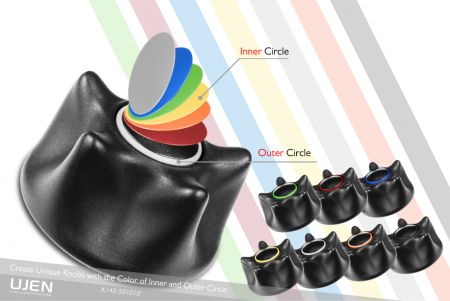 49 color combinations for customers to choose from at top of the colorful knob
