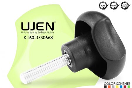 Háromszög kézi gomb csavar, M6 x 68mm, D33 - Kör gomb M6x68mm Átmérő33
