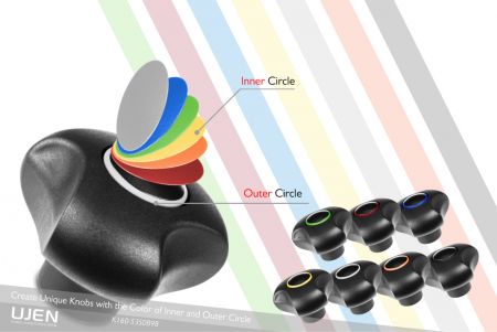 49 combinaisons de couleurs parmi lesquelles les clients peuvent choisir au sommet du bouton coloré