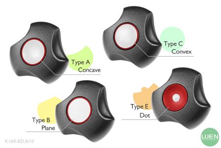 Quattro forme diverse (concava, piana, convessa e punto) con manopole sagomate