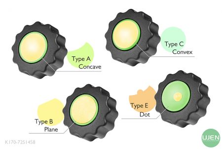 Quattro forme diverse (concava, piana, convessa e punto) con manopole sagomate