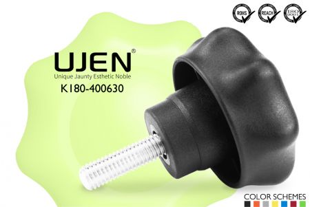 Star Hand Knob Screw, M6 x 30mm, Chamfered End, D40 - Star knob M6x30mm chamfered screw Diameter40