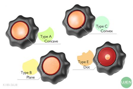 Четыре различных формы (вогнутая, плоская, выпуклая и точка) с формованными ручками