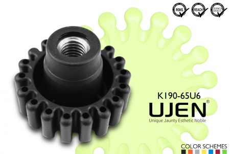 太陽型塑膠旋鈕手轉螺帽, 3/8, D65