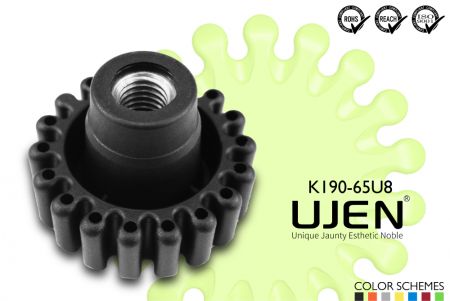 太陽型塑膠旋鈕手轉螺帽, 1/2, D65