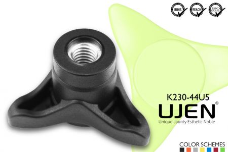 Tuerca de perilla de mano de tres brazos, 5/16, D44 - Perilla triangular 5/16 Diámetro44