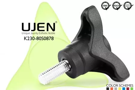 Tornillo de perilla de tres brazos, M8 x 78mm, D80 - Perilla triangular M8x78mm Diámetro80