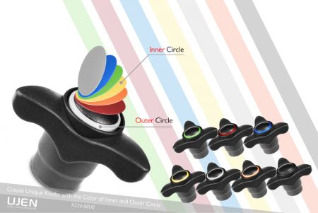 49 combinaisons de couleurs parmi lesquelles les clients peuvent choisir au sommet du bouton coloré