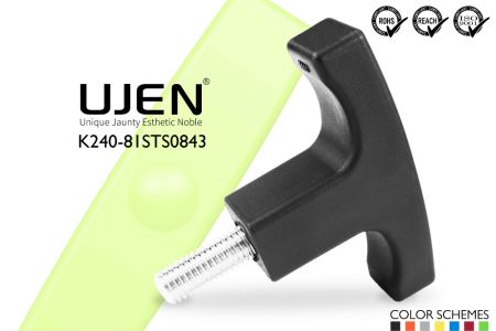 Perilla Plástica en Forma de T Tornillo de Acero Inoxidable, M8 x 43mm, D81 - T-Manija M8x43mm acero inox Diámetro81